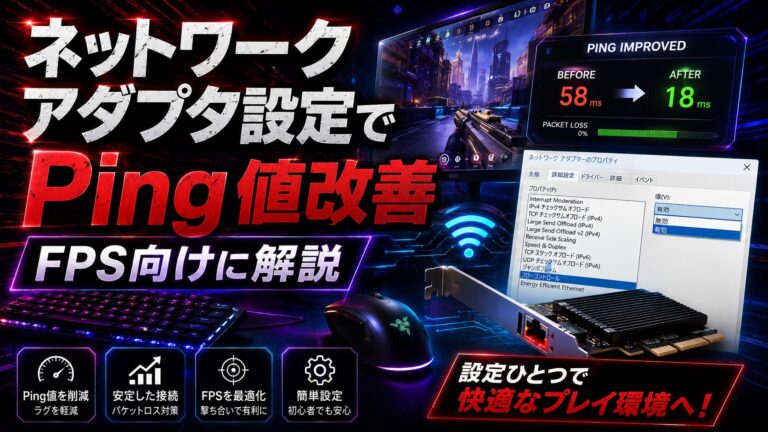 ネットワークアダプタ設定でPing値改善｜FPS向けに解説